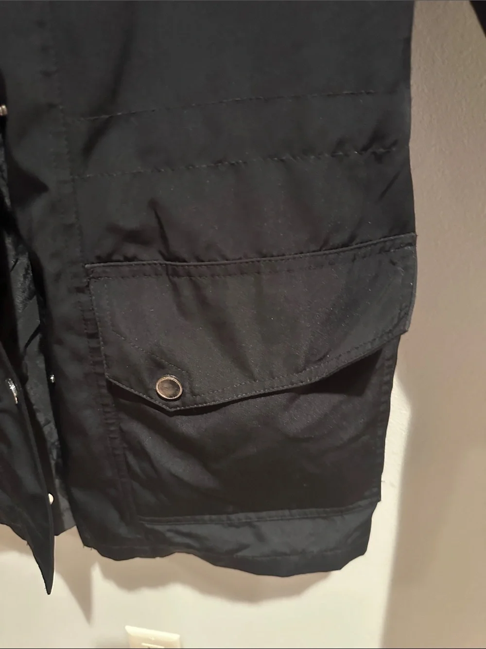 Gallery Black Utility Hooded Jacket with Light Pink Lining